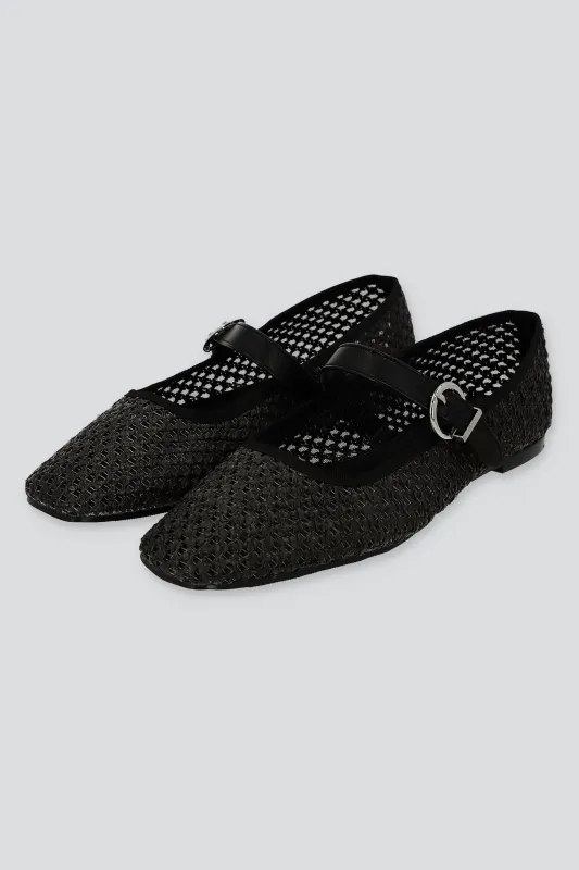 Flat mary jane nudos yute sold by Shasa