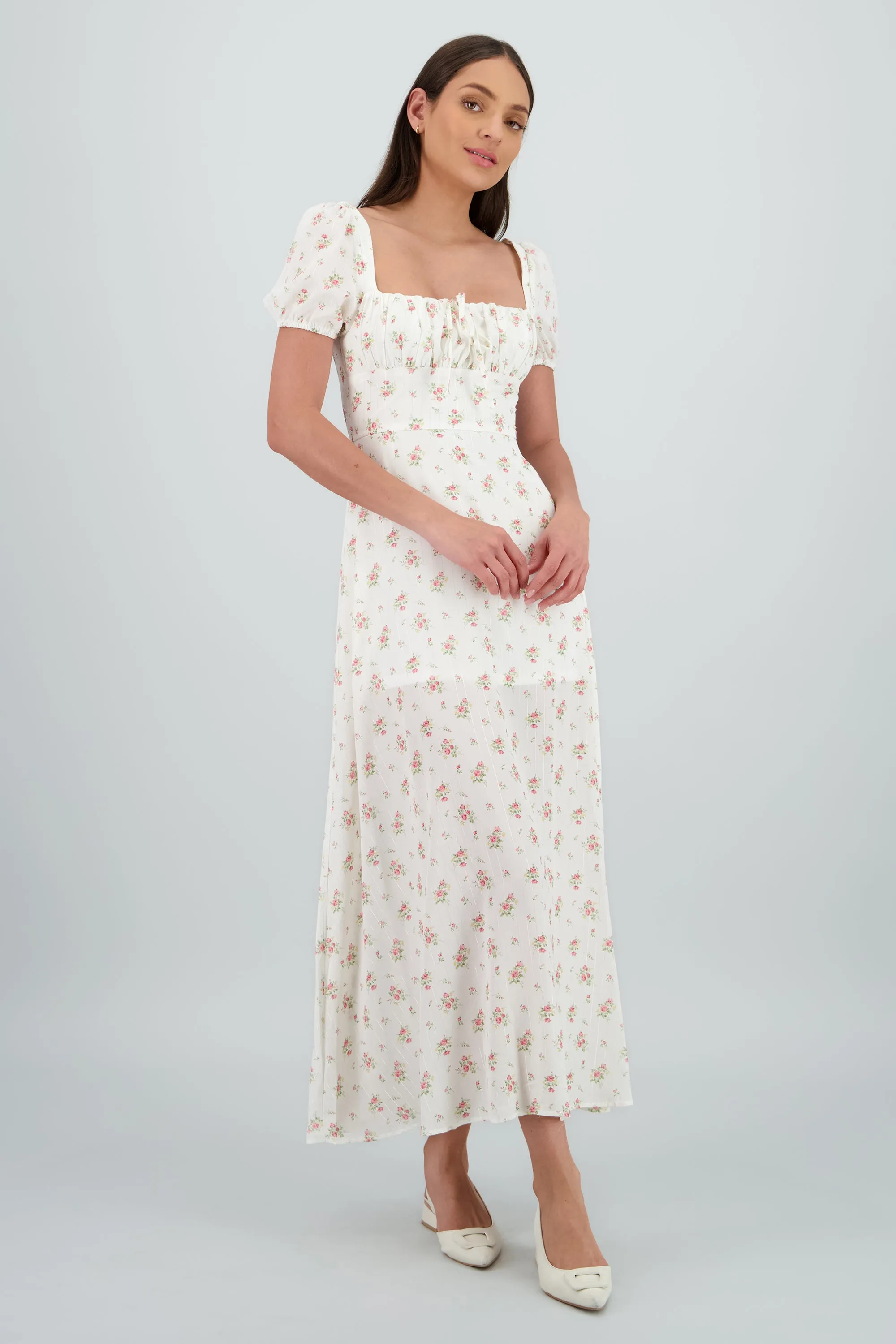 Vestido midi lurex y flores sold by Shasa product image thumbnail 2