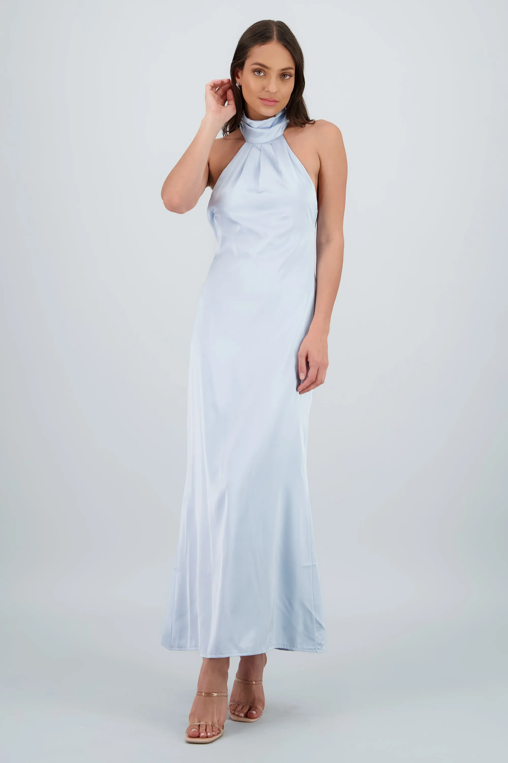 Vestido maxi halter satin sold by Shasa