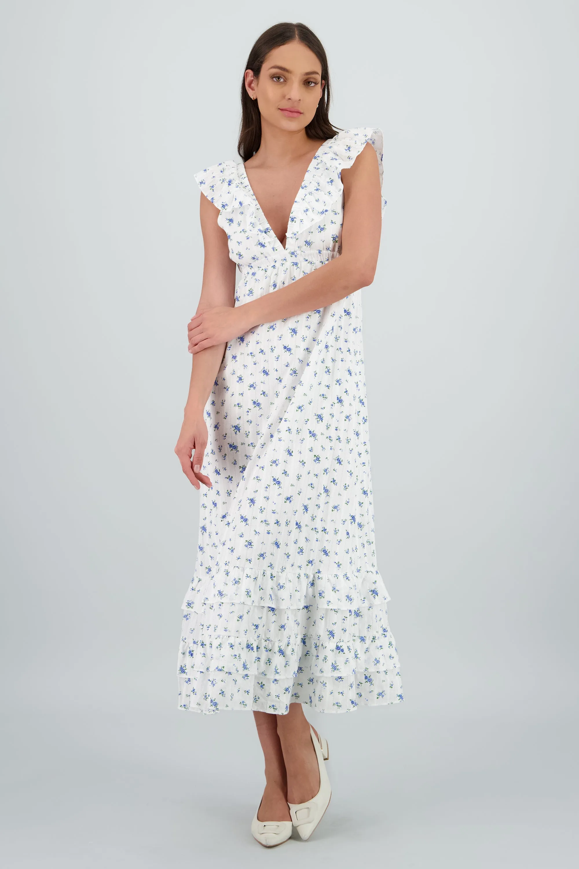 Vestido con escote de olanes de flores sold by Shasa product image thumbnail 2