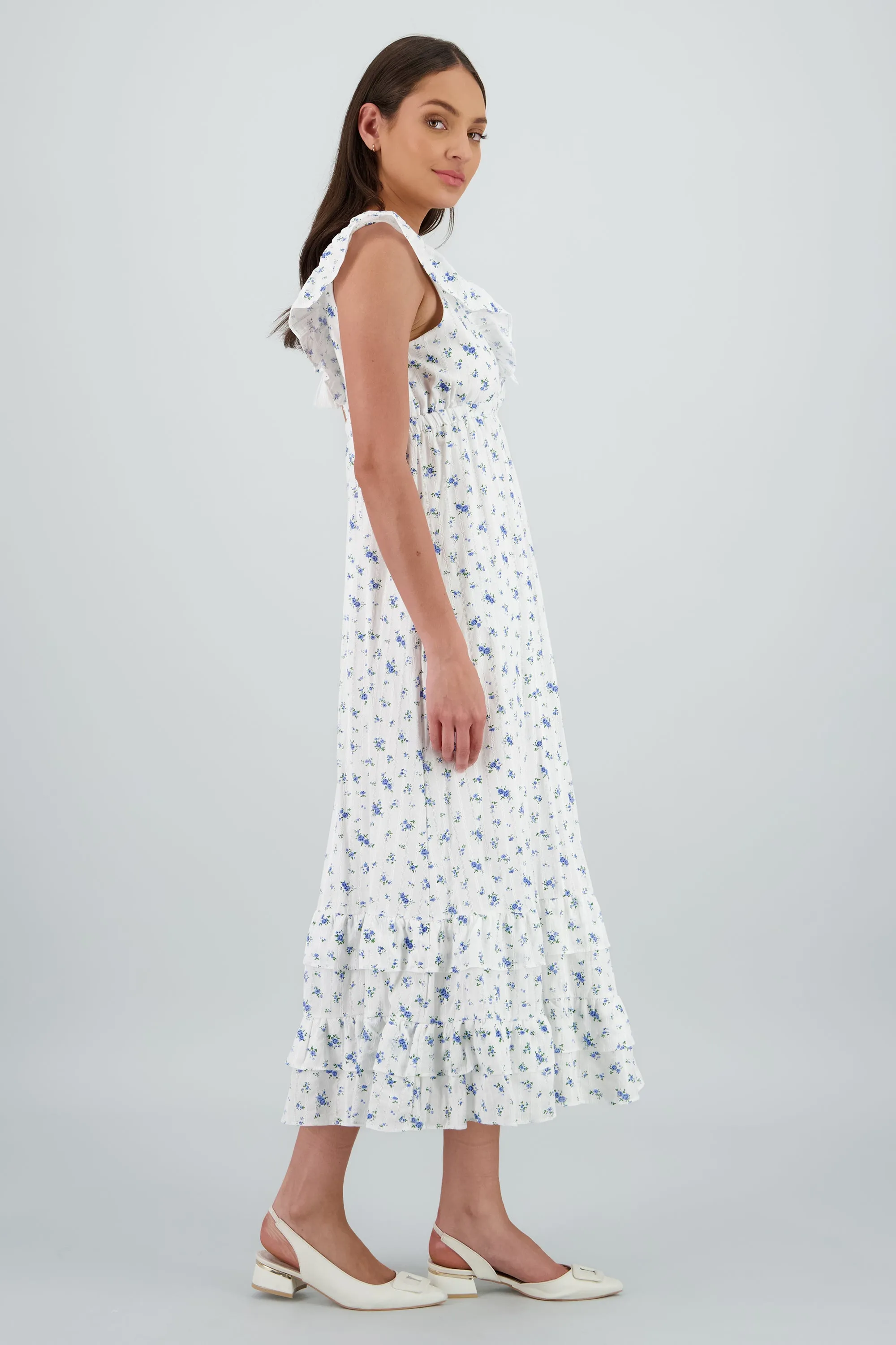 Vestido con escote de olanes de flores sold by Shasa product image thumbnail 3