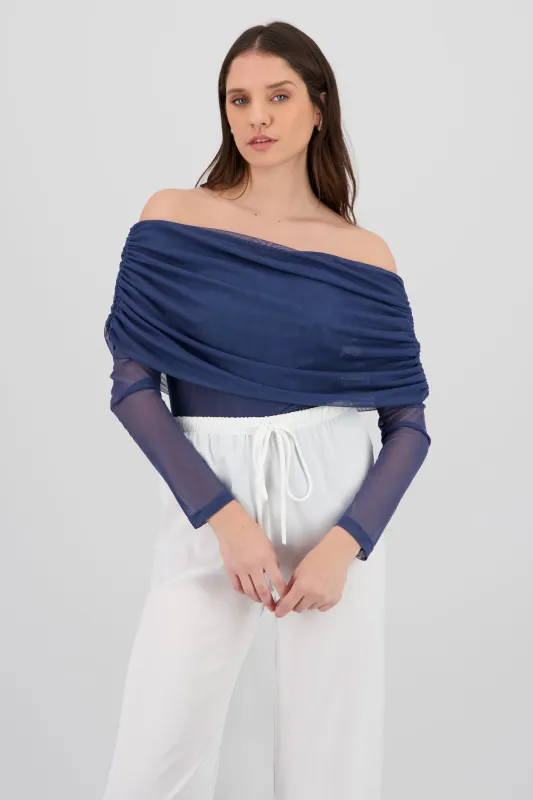 Mesh Off Shoulder Top sold by Shasa