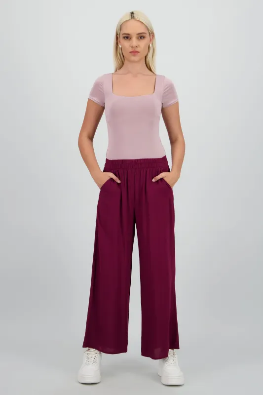 Pantalón Wide Leg Cintura Alta Fruncida sold by Shasa