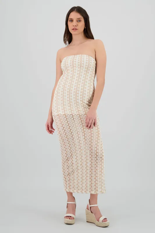 Vestido maxi strapless tejido sold by Shasa