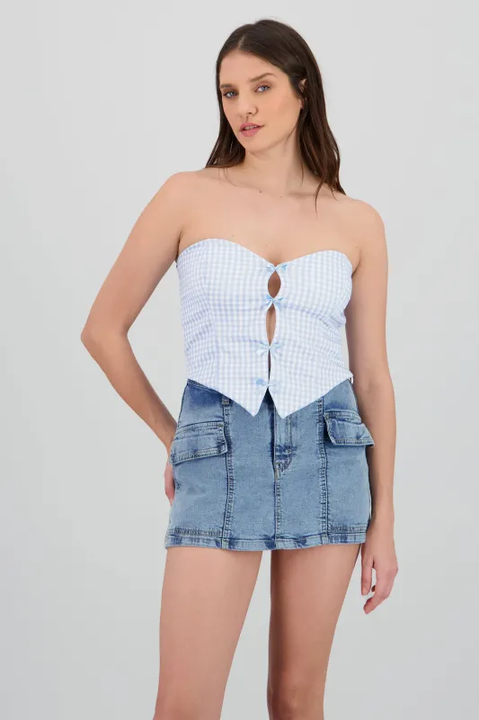 Top strapless escote corazon detalle moños sold by Shasa