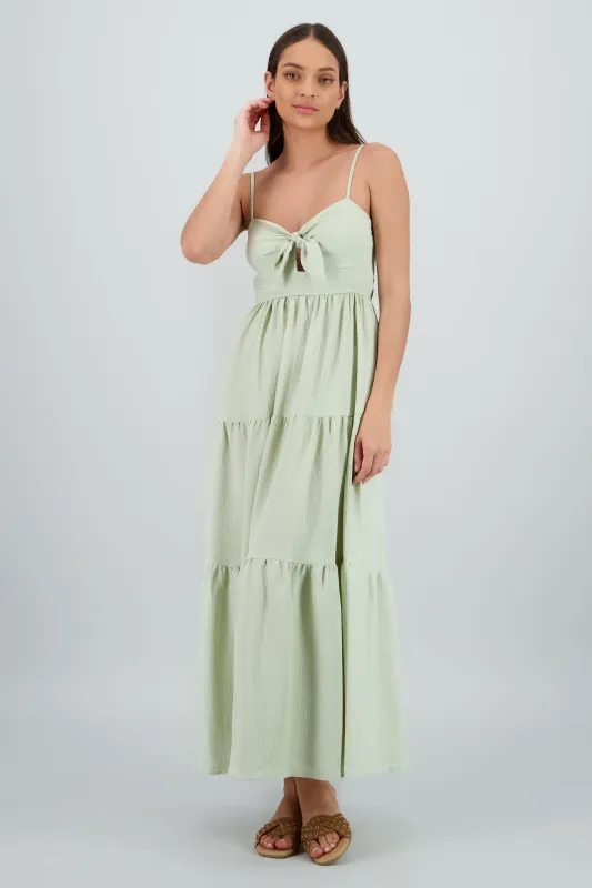 Vestido de nudo maxi liso sold by Shasa