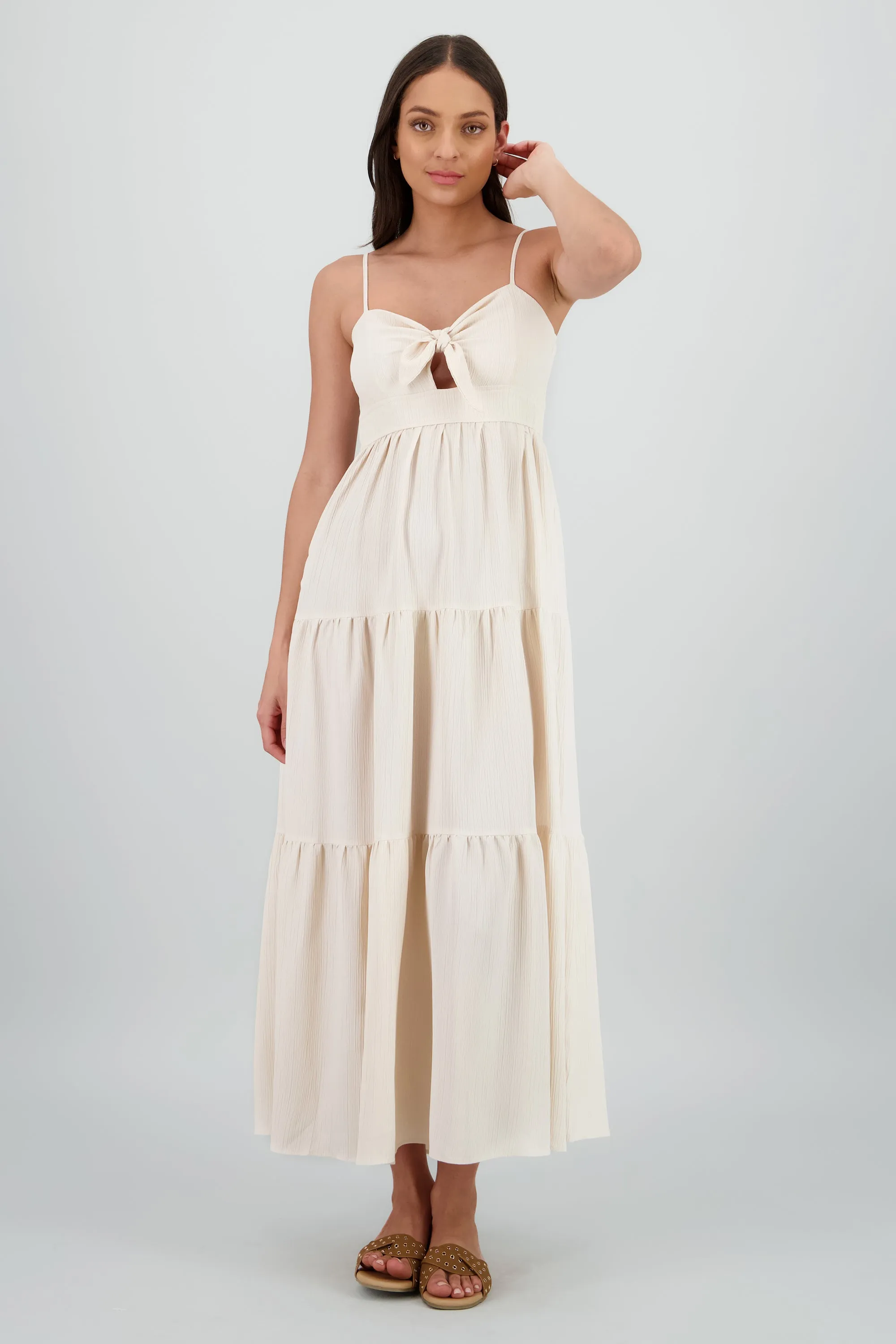 Vestido de nudo maxi liso sold by Shasa