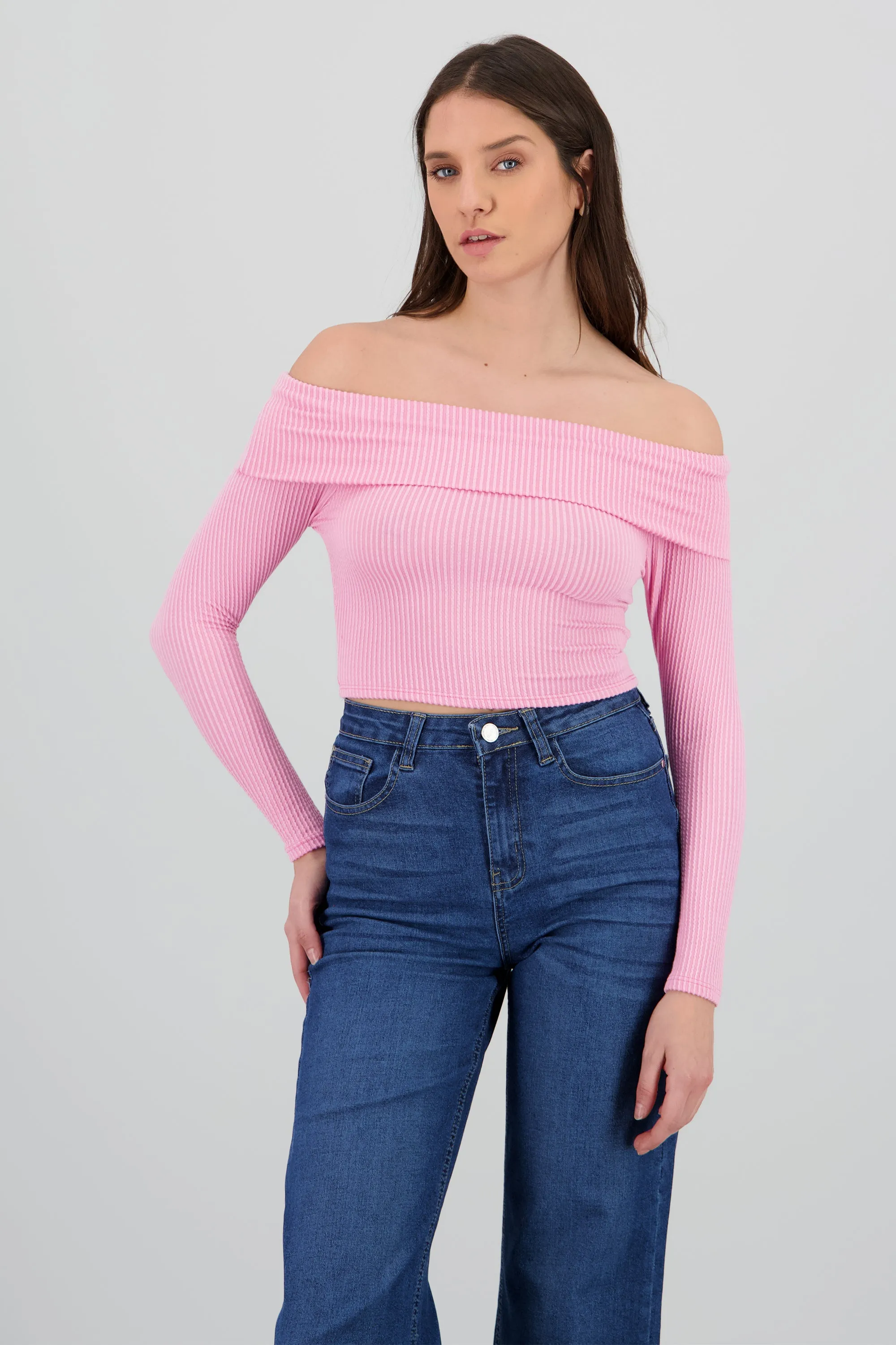 Top Sin Hombros Textura Rib sold by Shasa