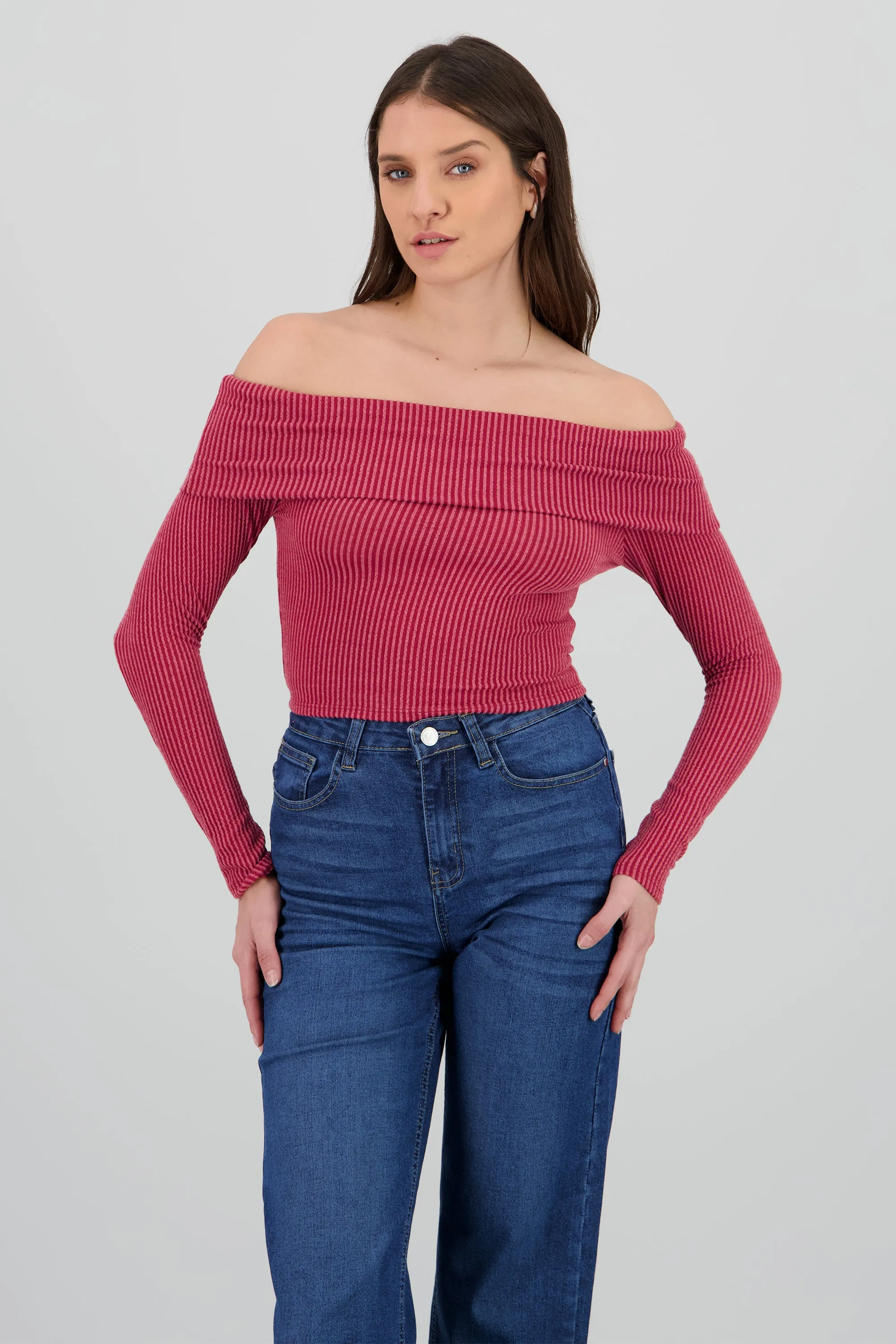 Top Sin Hombros Textura Rib sold by Shasa