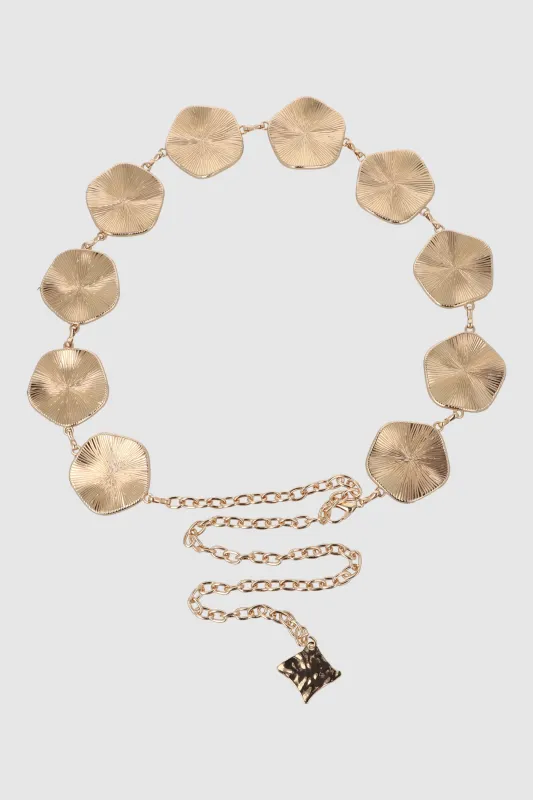 Cinturon cadena bloques con textura dorado sold by Shasa