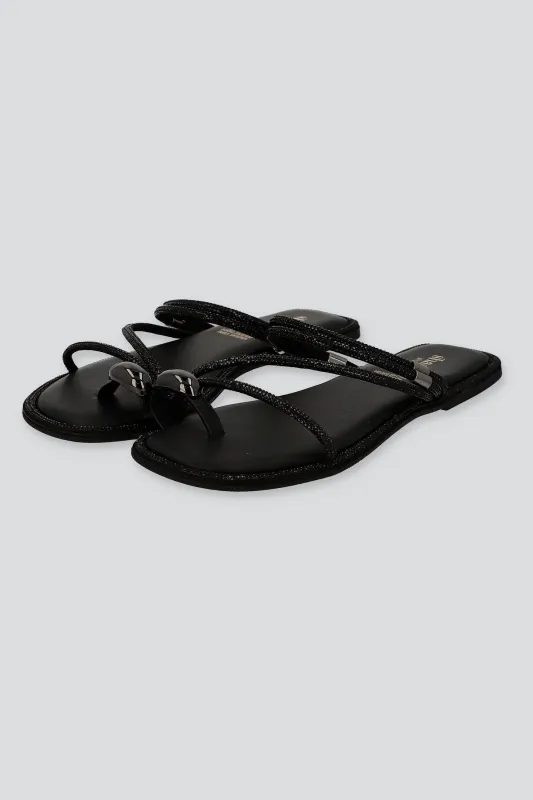 Sandalia tira ancha brillos detalle dedo sold by Shasa