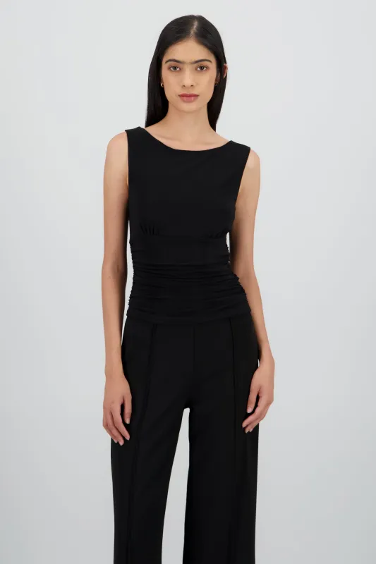 Blusa sin mangas cuello redondo frunces lateral sold by Shasa