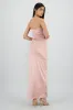 Vestido maxi satin strapless drapeado sold by Shasa