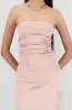 Vestido maxi satin strapless drapeado sold by Shasa