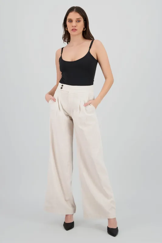 Pantalón fluido pinzas con lino sold by Shasa