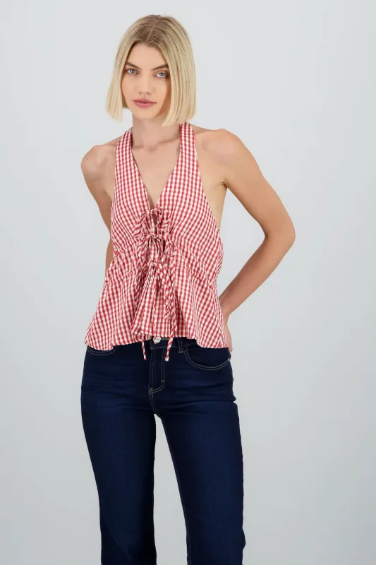 Top gingham con lazos sold by Shasa