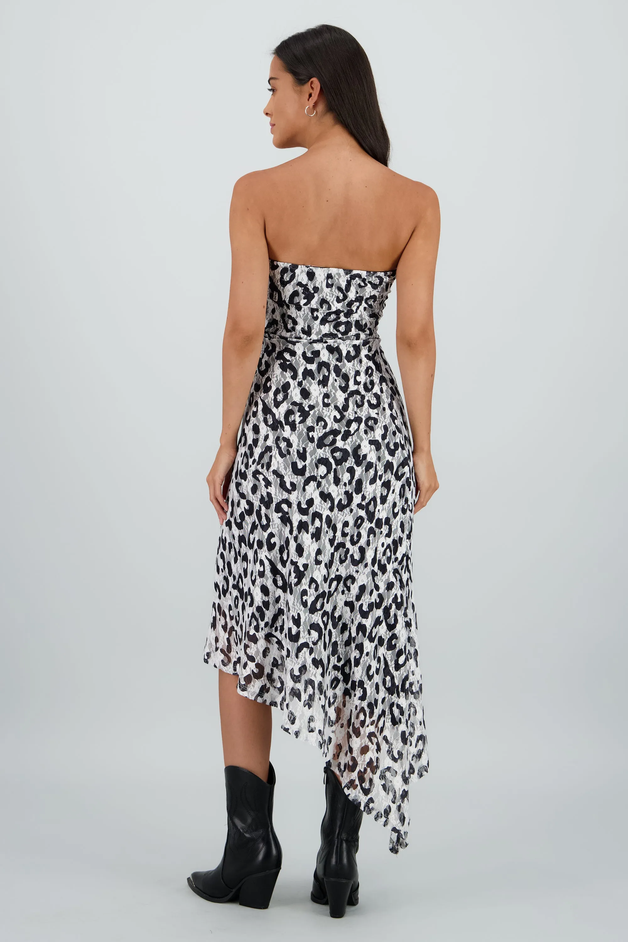 Vestido midi strapless detalle encaje sold by Shasa product image thumbnail 4