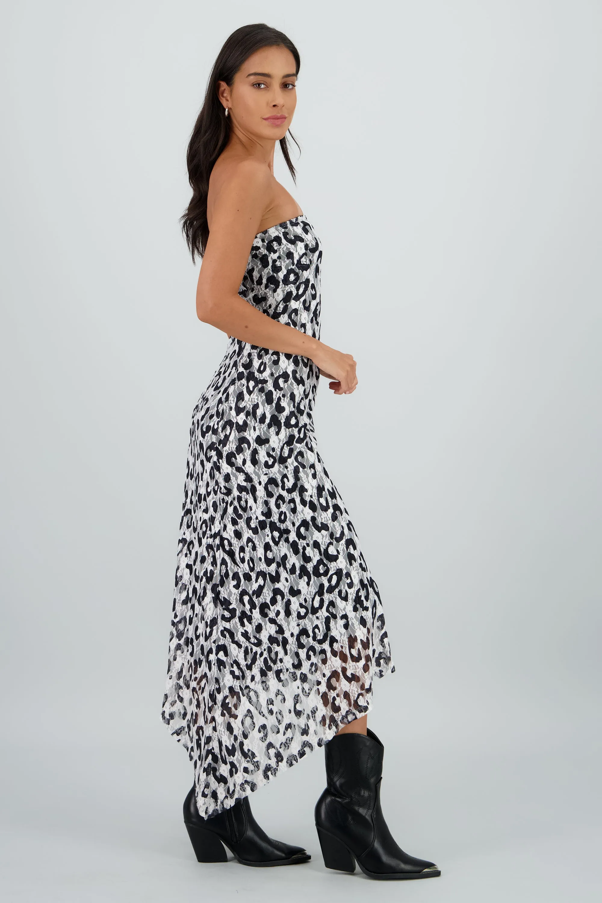 Vestido midi strapless detalle encaje sold by Shasa product image thumbnail 3
