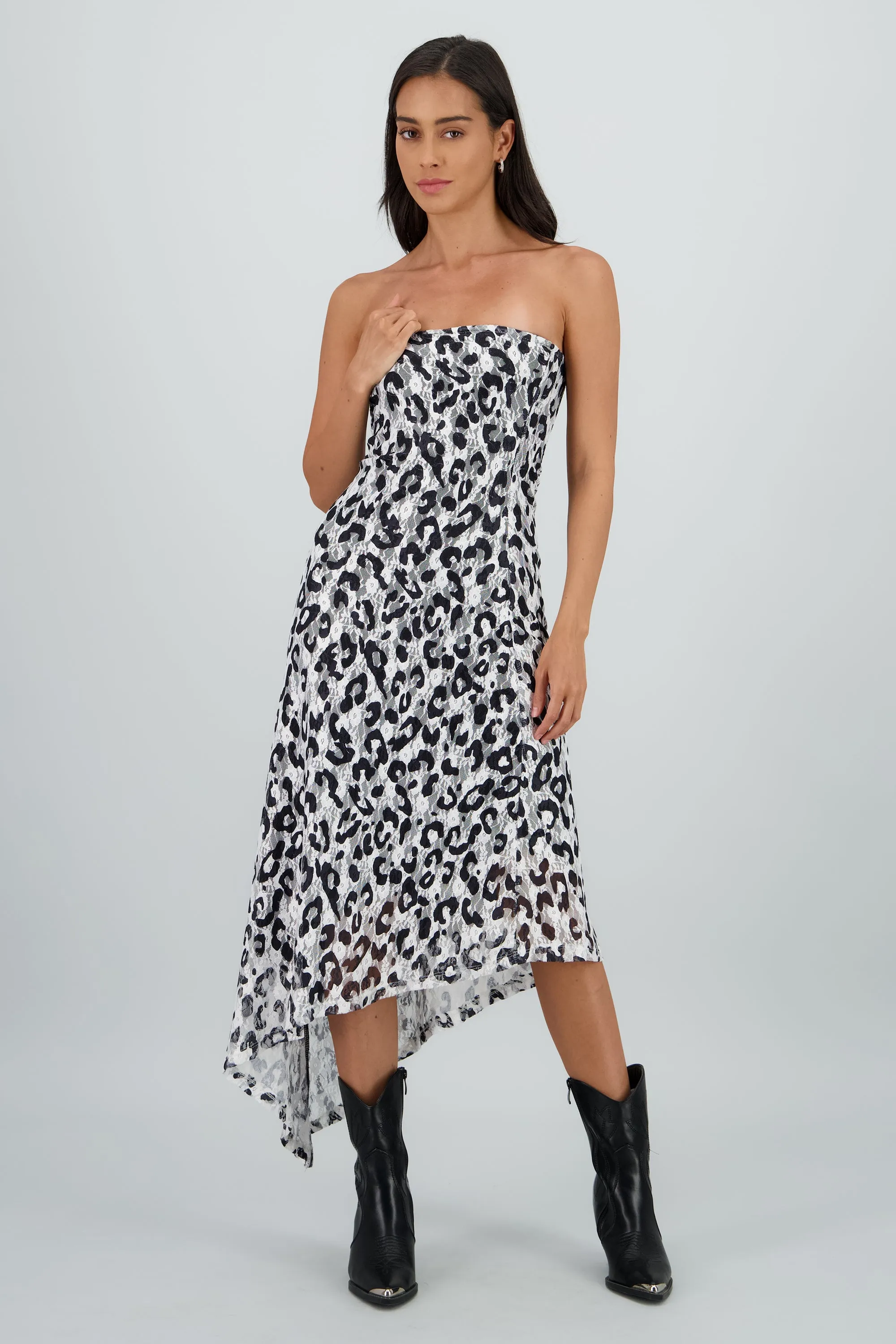 Vestido midi strapless detalle encaje sold by Shasa product image thumbnail 2