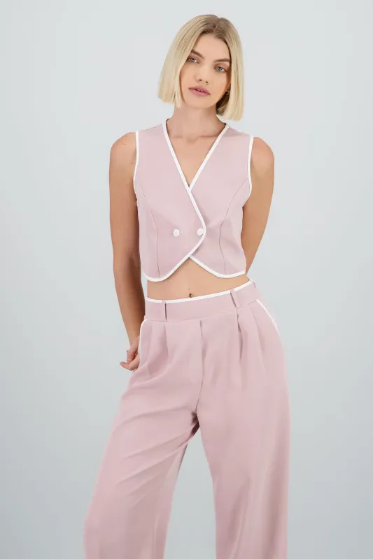 Chaleco detalle contraste cruzado 2 botones Hyp sold by Shasa