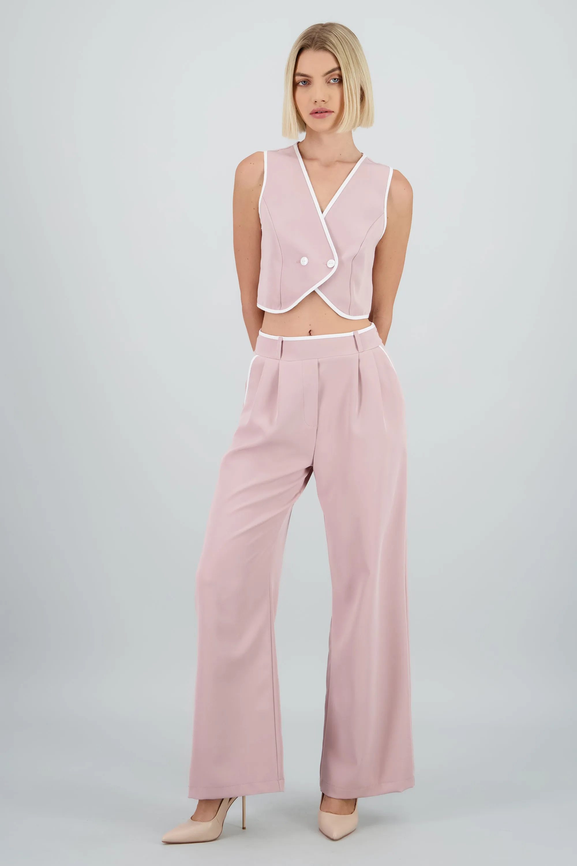 Pantalon sastre con pinza detalle contraste Hyp sold by Shasa