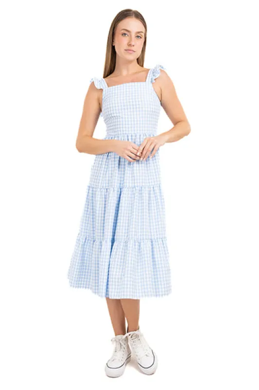 Vestido midi cuadro vichy olanes sold by Shasa