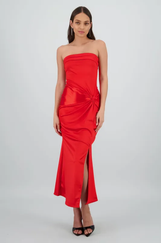 Vestido bandeau satin con nudo sold by Shasa