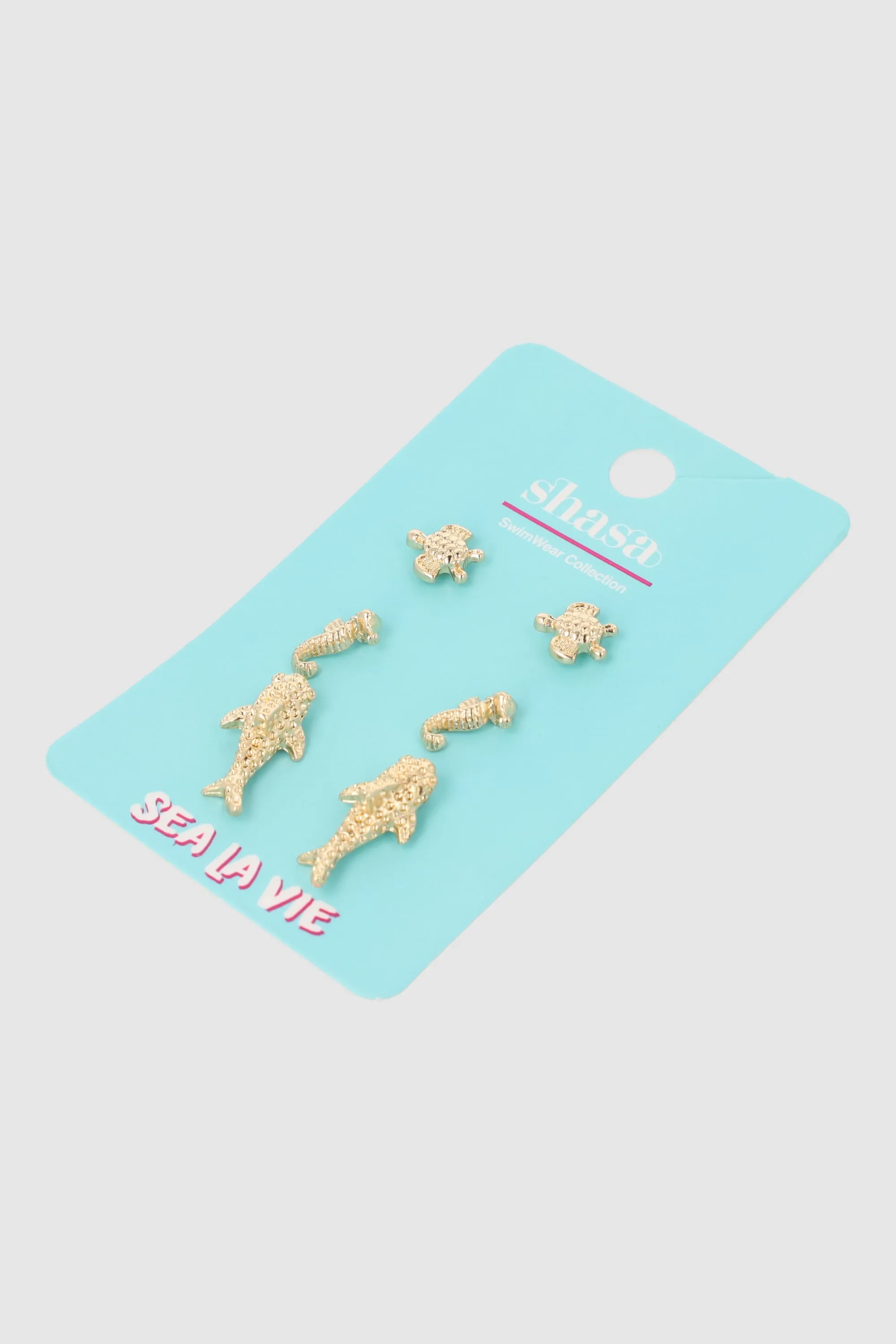 SET 3 PARES ARETES ANIMALES MAR sold by Shasa