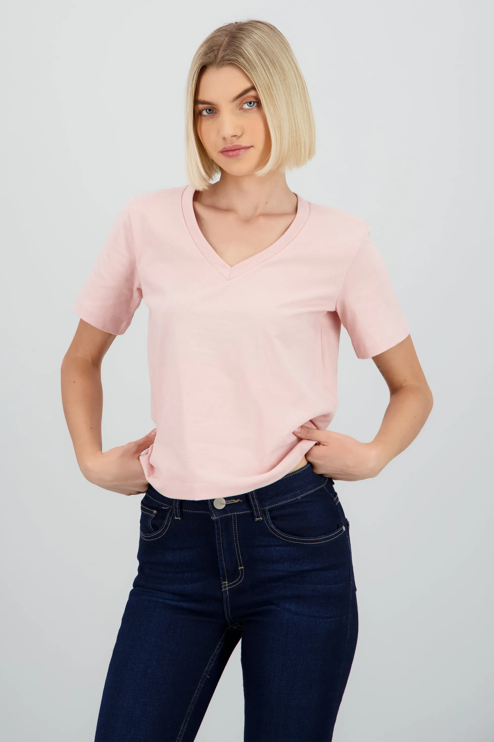 Playera cuello v manga corta lisa sold by Shasa product image thumbnail 2