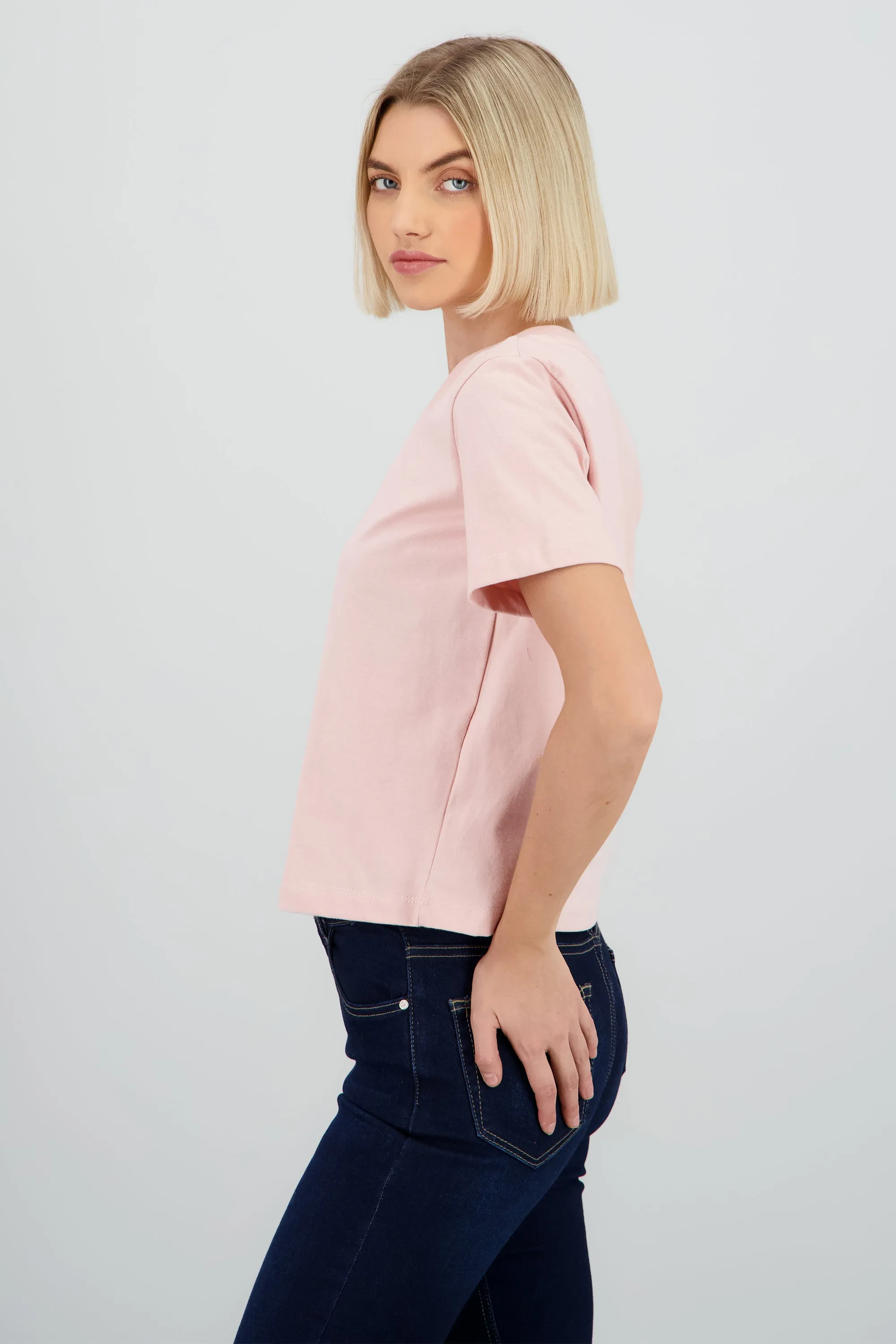 Playera cuello v manga corta lisa sold by Shasa product image thumbnail 3