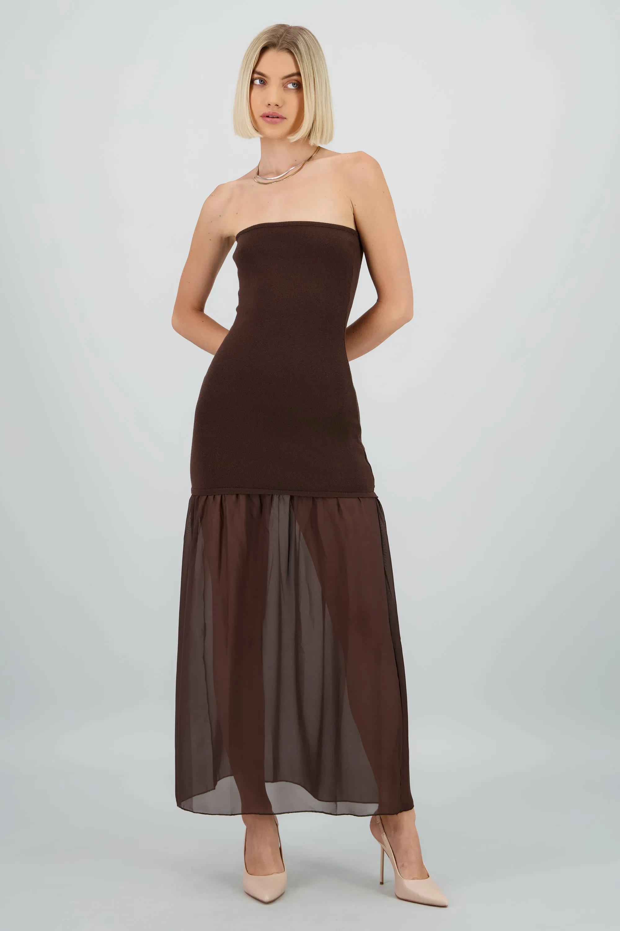 Vestido midi strapless detalle tela sold by Shasa product image thumbnail 2