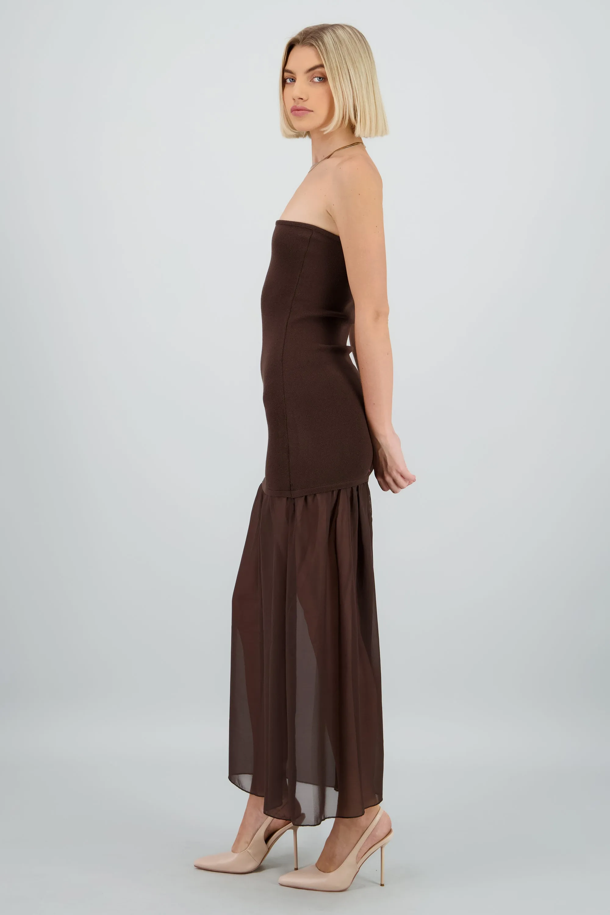 Vestido midi strapless detalle tela sold by Shasa product image thumbnail 3