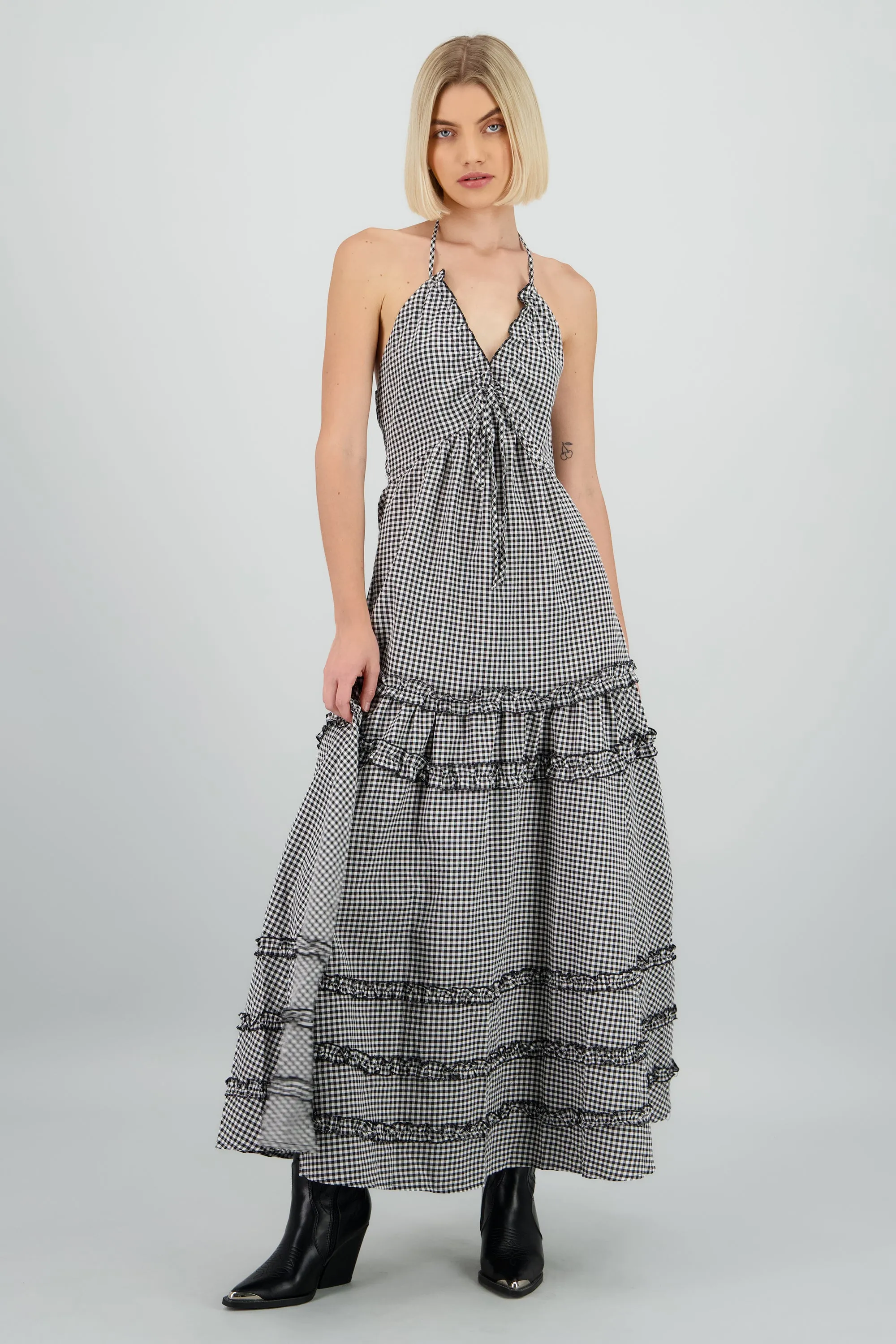 Maxi vestido escote halter cuadros sold by Shasa product image thumbnail 2