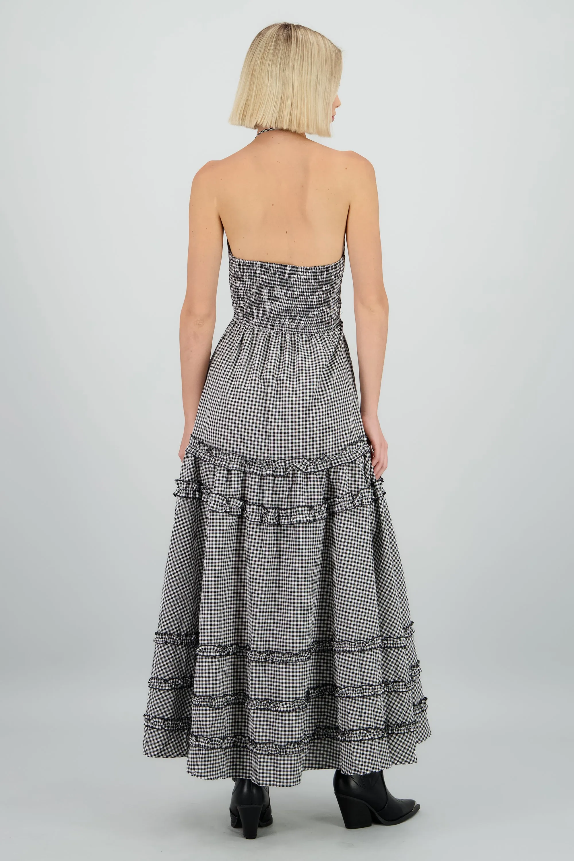 Maxi vestido escote halter cuadros sold by Shasa product image thumbnail 4