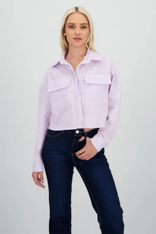 Camisa maga larga detalle bolsas cargo sold by Shasa