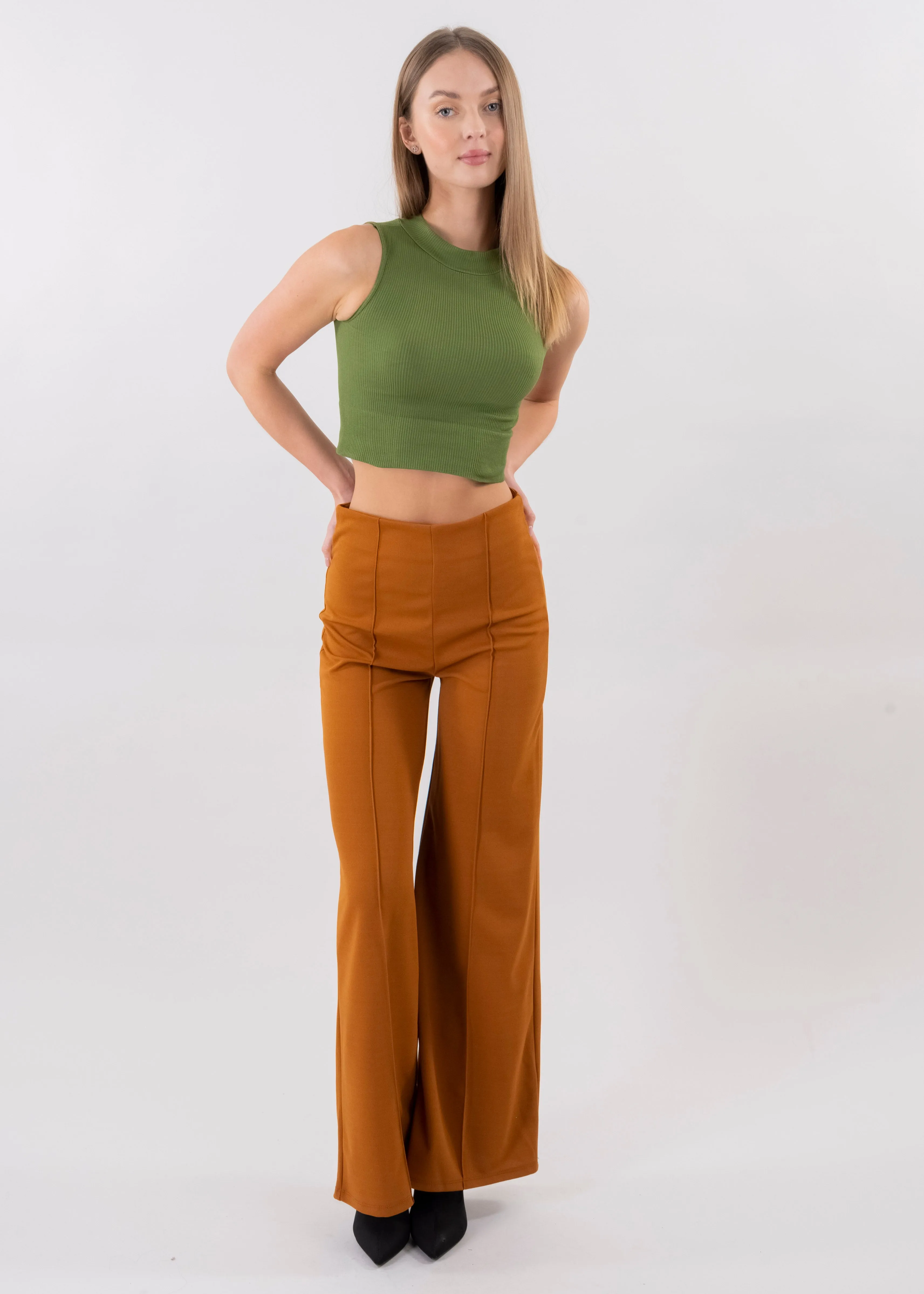 Pantalón Wide Leg Cintura Alta Costuras sold by Shasa