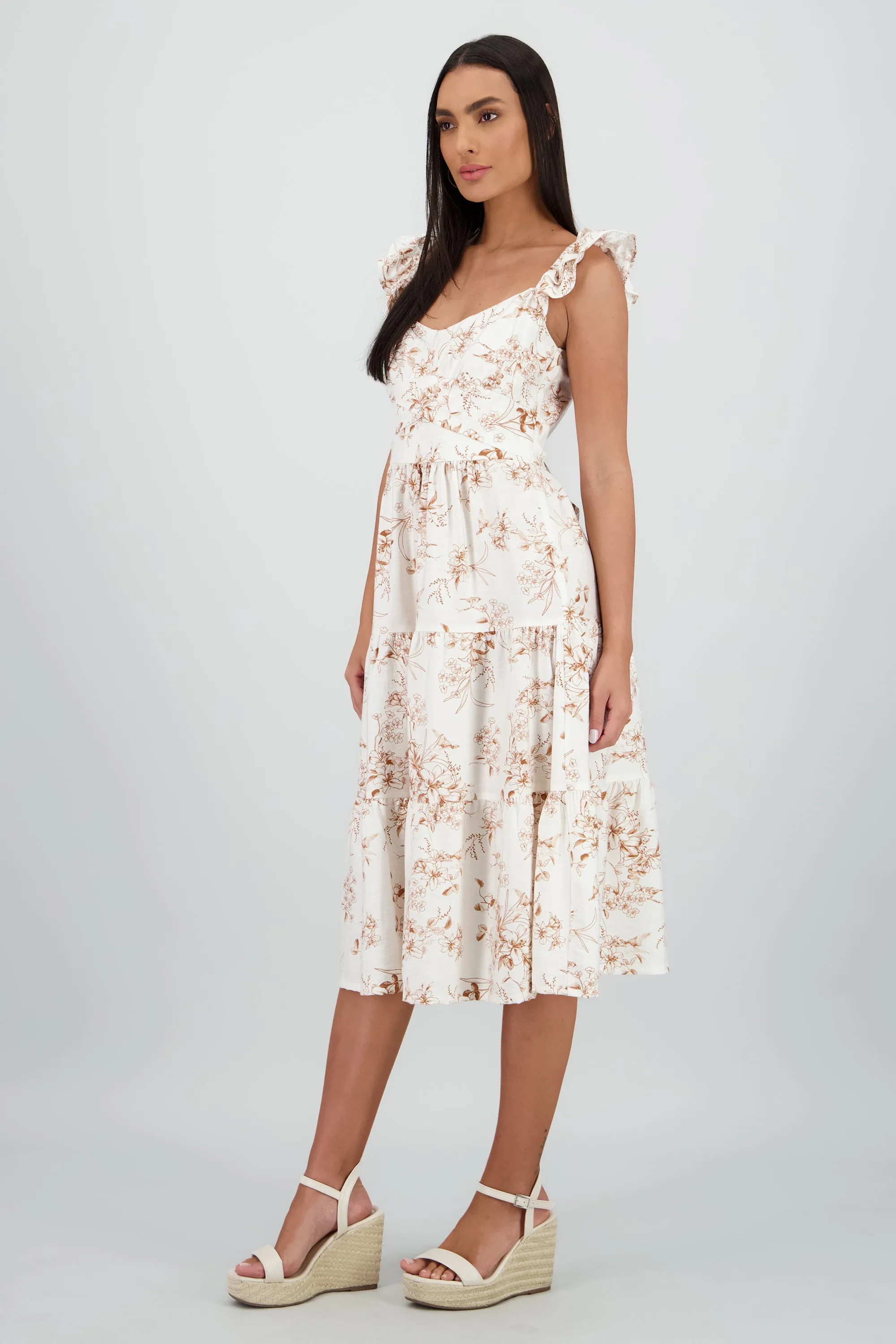 Vestido midi detalle olanes estampado flores sold by Shasa product image thumbnail 3