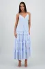 Maxi vestido con volumen y olanes sold by Shasa