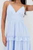 Maxi vestido con volumen y olanes sold by Shasa