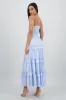 Maxi vestido con volumen y olanes sold by Shasa