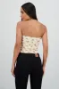 Top tubo drapeado strapless detalle mesh sold by Shasa