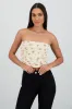 Top tubo drapeado strapless detalle mesh sold by Shasa