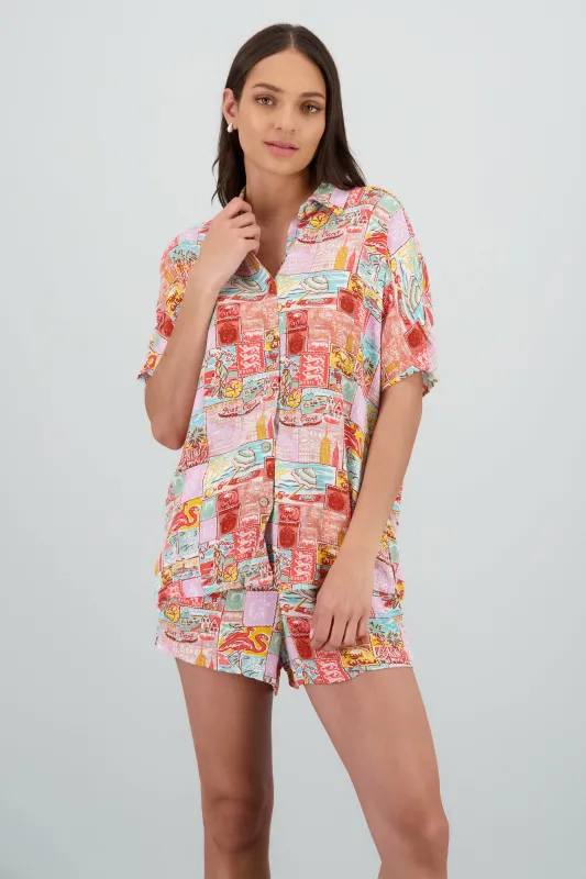 Camisa manga corta oversized estampado sold by Shasa