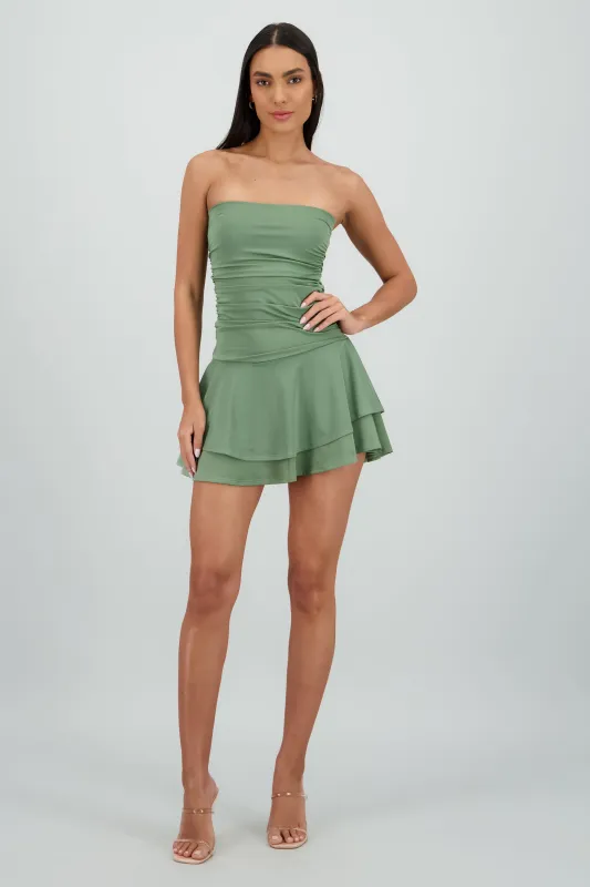 Vestido mini drapeado strapless sold by Shasa