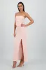 Vestido midi strapless drapeado abertura sold by Shasa