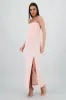 Vestido midi strapless drapeado abertura sold by Shasa