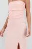 Vestido midi strapless drapeado abertura sold by Shasa