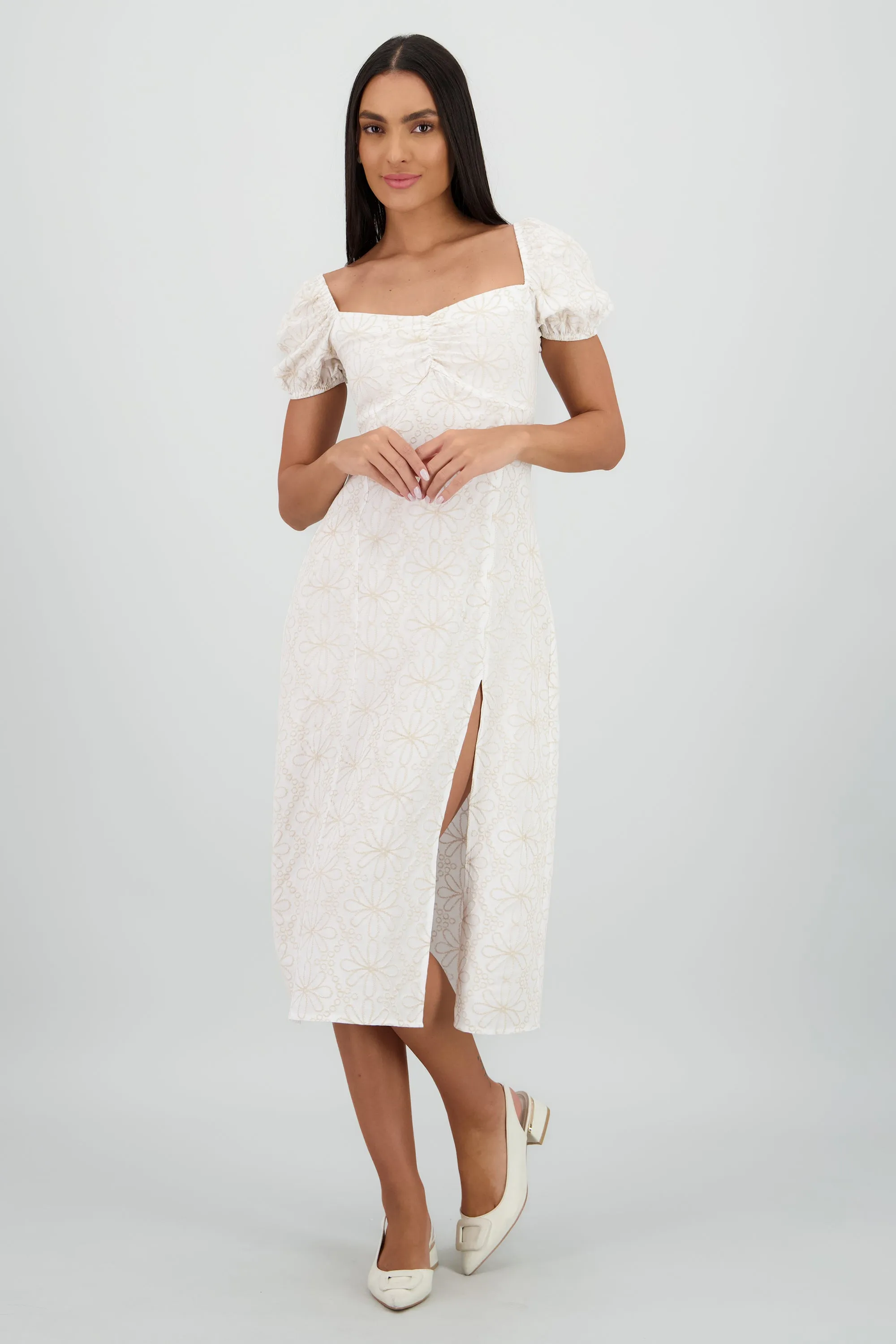 Vestido midi manga abullonada frunces sold by Shasa product image thumbnail 2