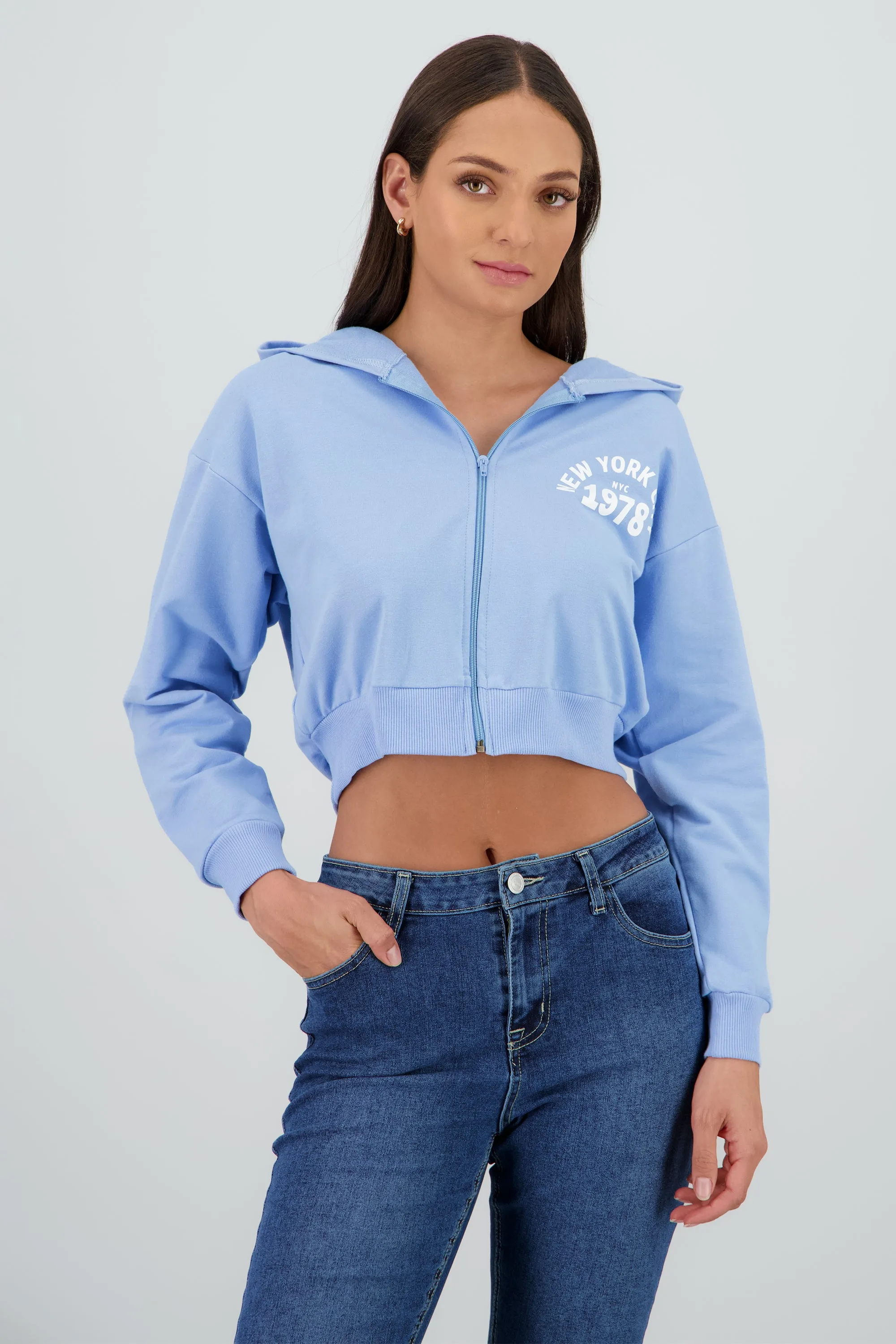 Sudadera crop cierre new york sold by Shasa