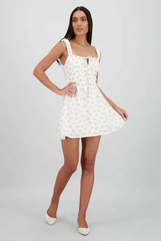Vestido mini flores detalle cintura sold by Shasa